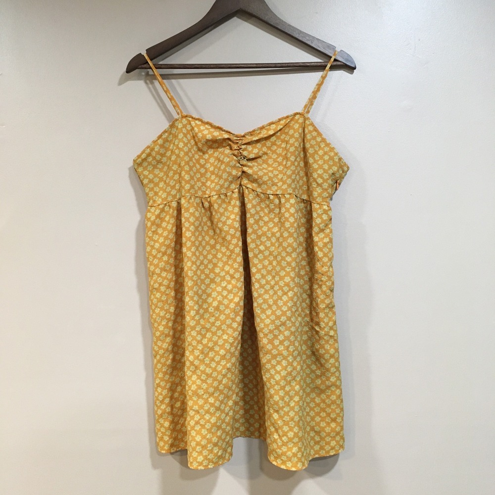H&M Divided Ditsy Floral Babydoll Mini Dress Womens L Orange Cottage Festival
